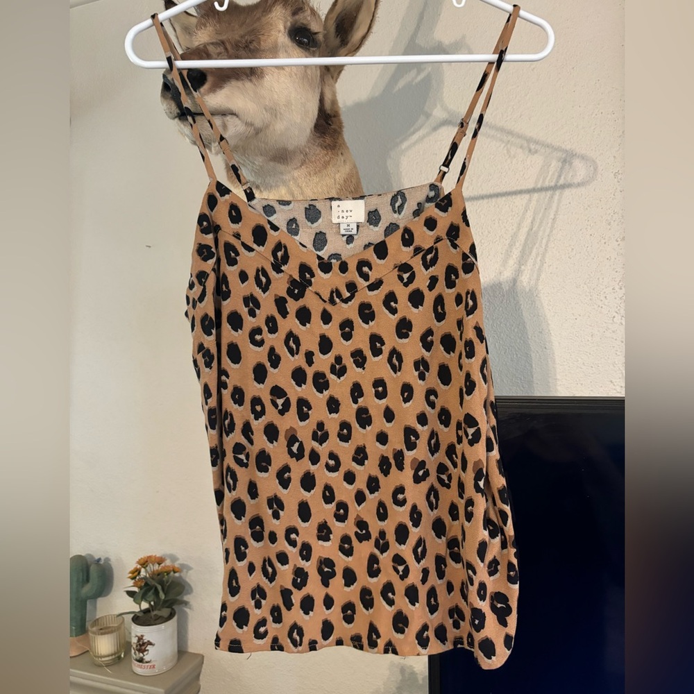 A New Day Tan and Black Camisole Tank Top